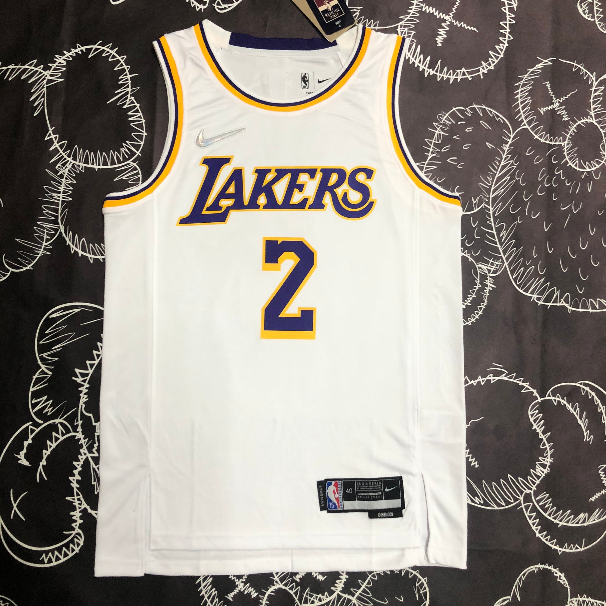 75th Anniversary Lakers White yellow  NBA : #11#2 | NBA | NBA | Betty ali Chinese suppliers