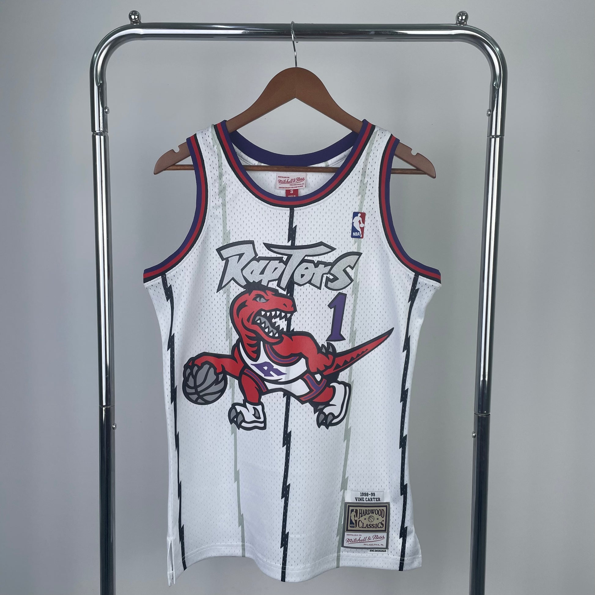 MN hot-pressed retro jersey: SW Raptors 99 season white NBA : #15 #1 | NBA | NBA | Betty ali Chinese suppliers