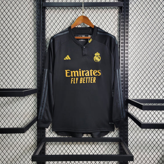 23-24 Long-sleeved Real Madrid Black 2 away size S-3XL | 复古/Retro | M2-3, M2-6 | Betty ali Chinese suppliers