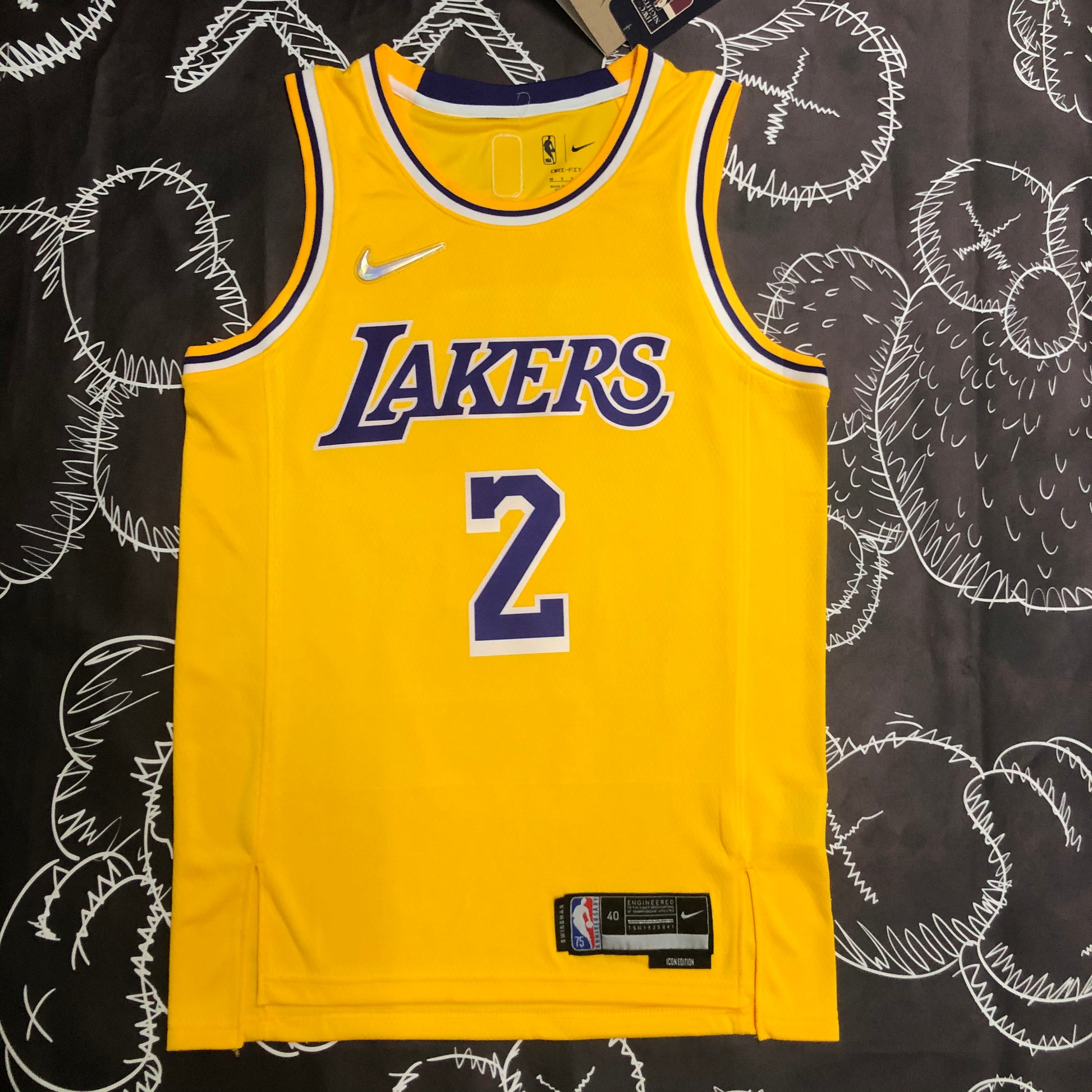 75th Anniversary Lakers White yellow  NBA : #11#2 | NBA | NBA | Betty ali Chinese suppliers