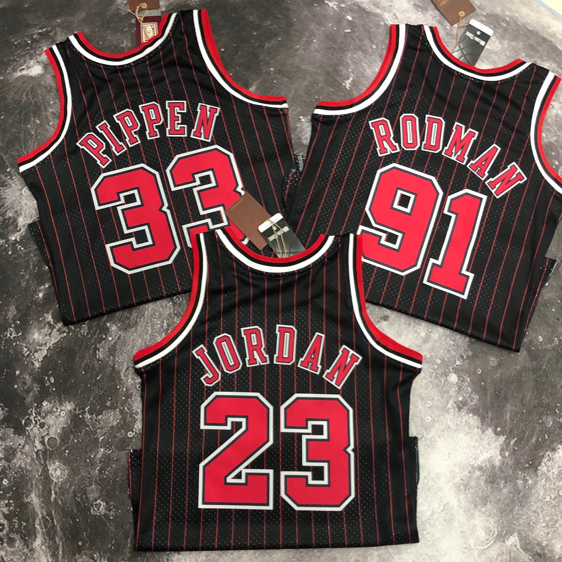 MN hot-pressed retro jersey: SW Bulls 96 season black stripes NBA : #91 #33 #23 | NBA | NBA | Betty ali Chinese suppliers