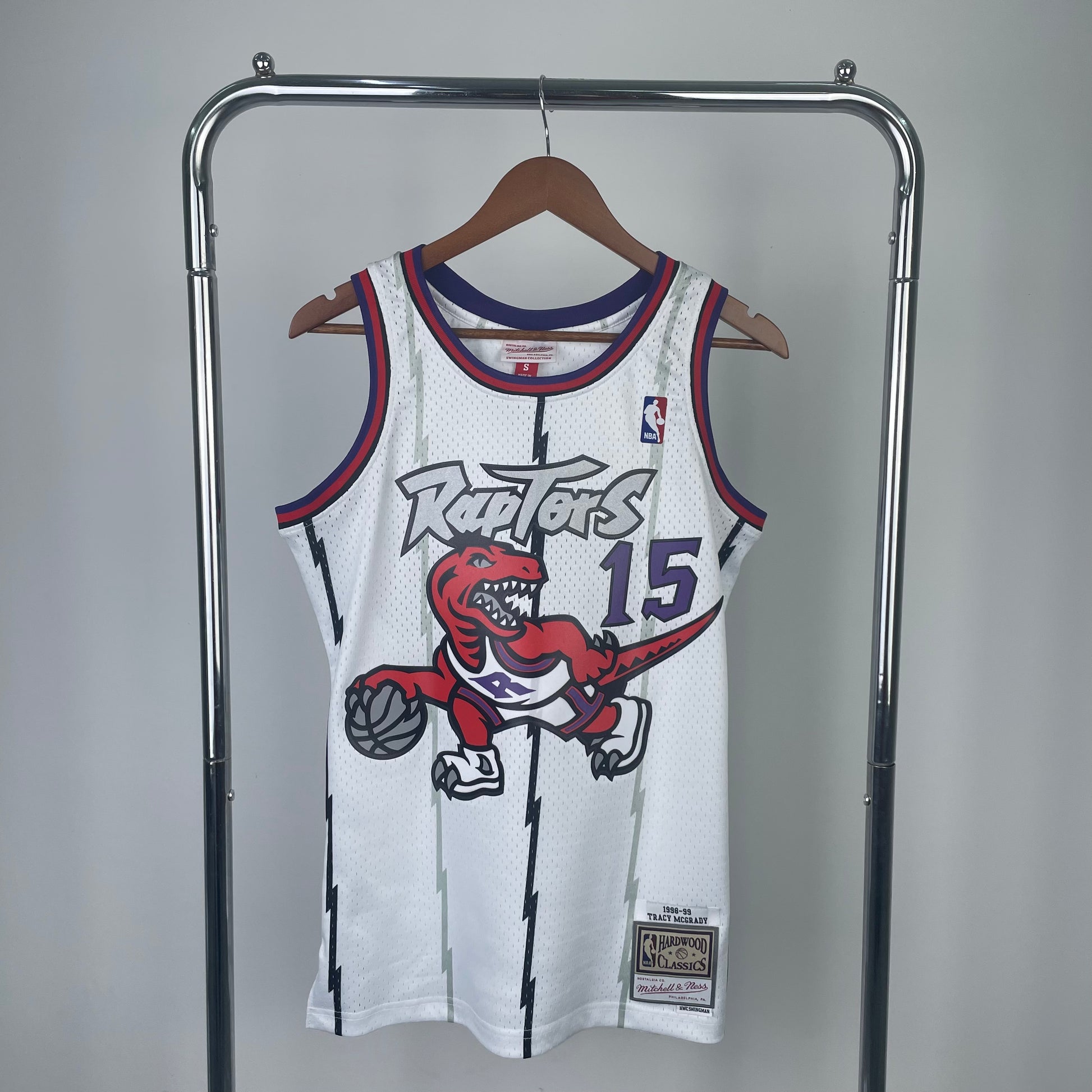 MN hot-pressed retro jersey: SW Raptors 99 season white NBA : #15 #1 | NBA | NBA | Betty ali Chinese suppliers