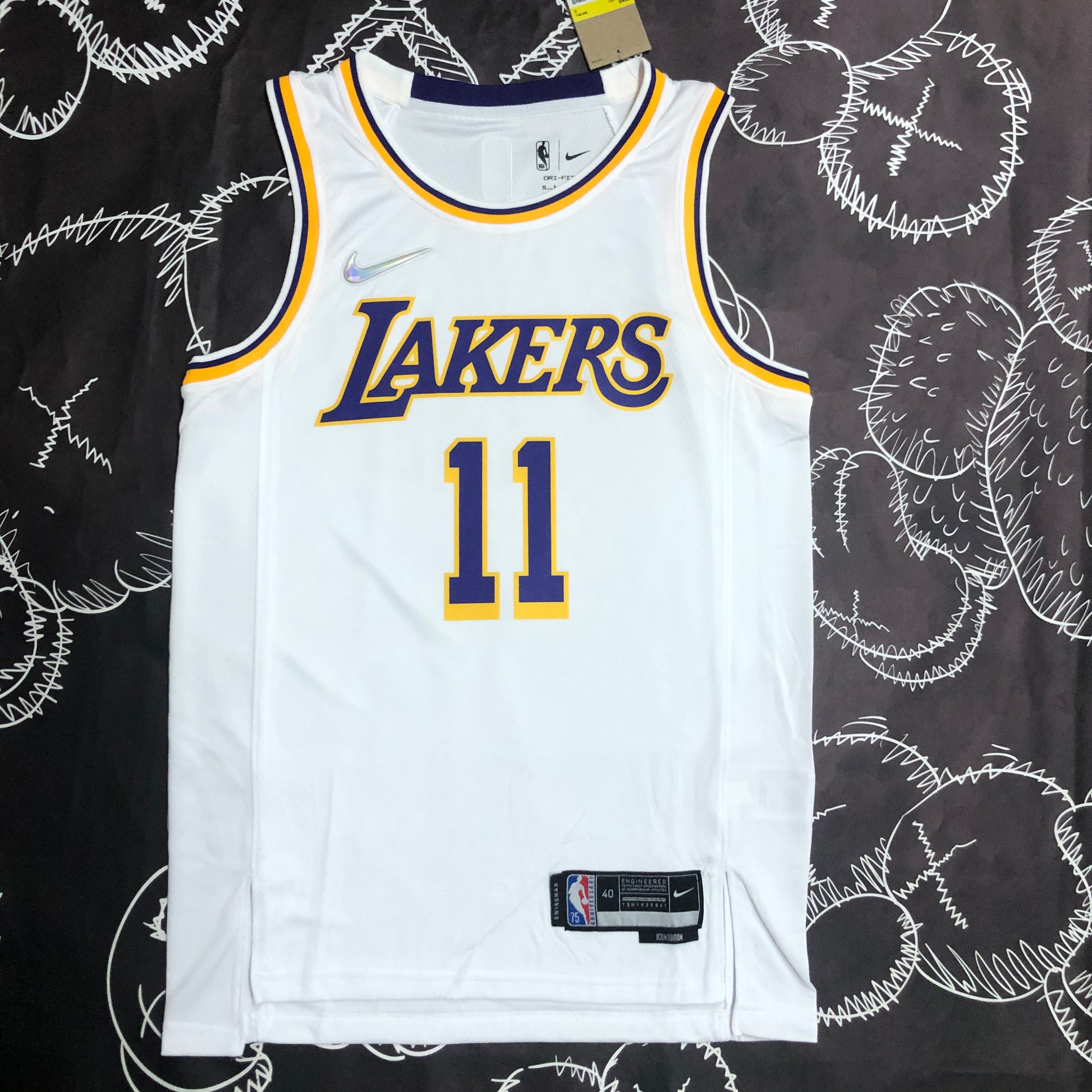 75th Anniversary Lakers White yellow  NBA : #11#2 | NBA | NBA | Betty ali Chinese suppliers