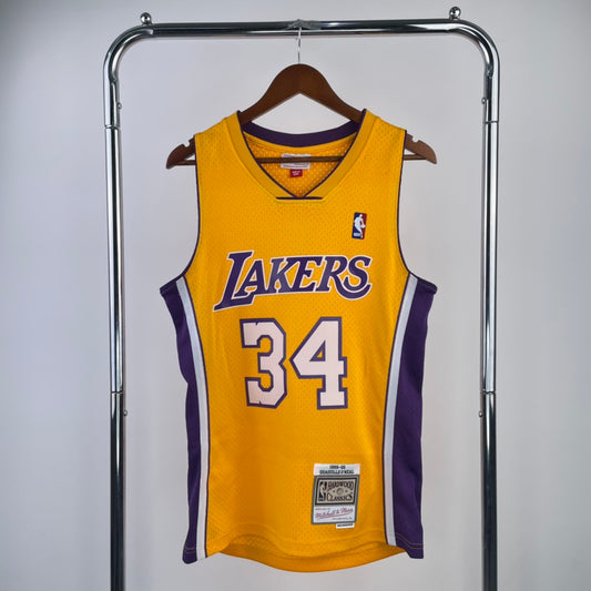 MN hot-pressed retro jersey: SW Lakers 99/00 season V-neck yellow NBA : #34#8 | NBA | NBA | Betty ali Chinese suppliers