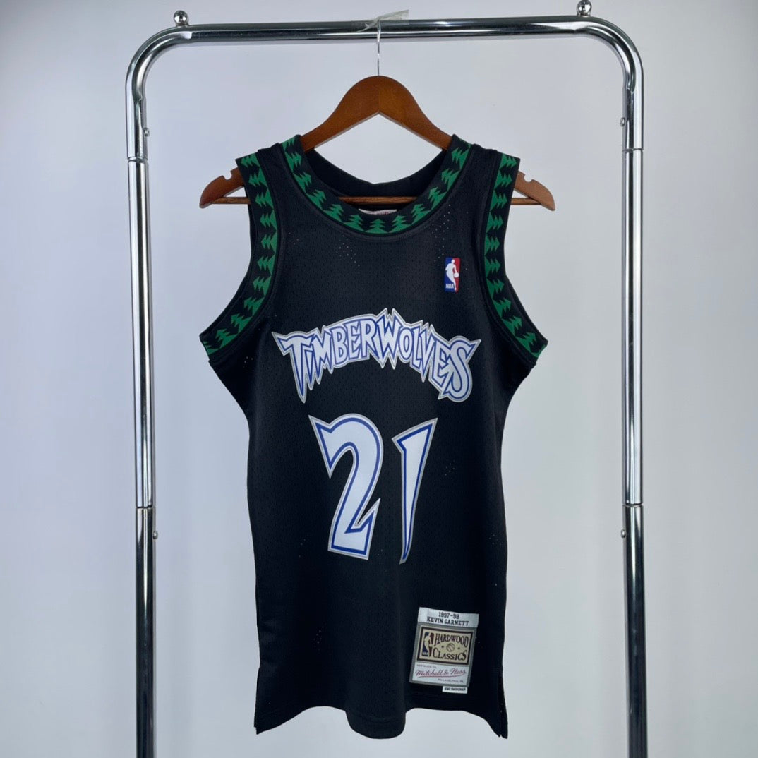 MN hot-pressed retro jersey: SW Timberwolves 97/98 season black NBA : #21 | NBA | NBA | Betty ali Chinese suppliers