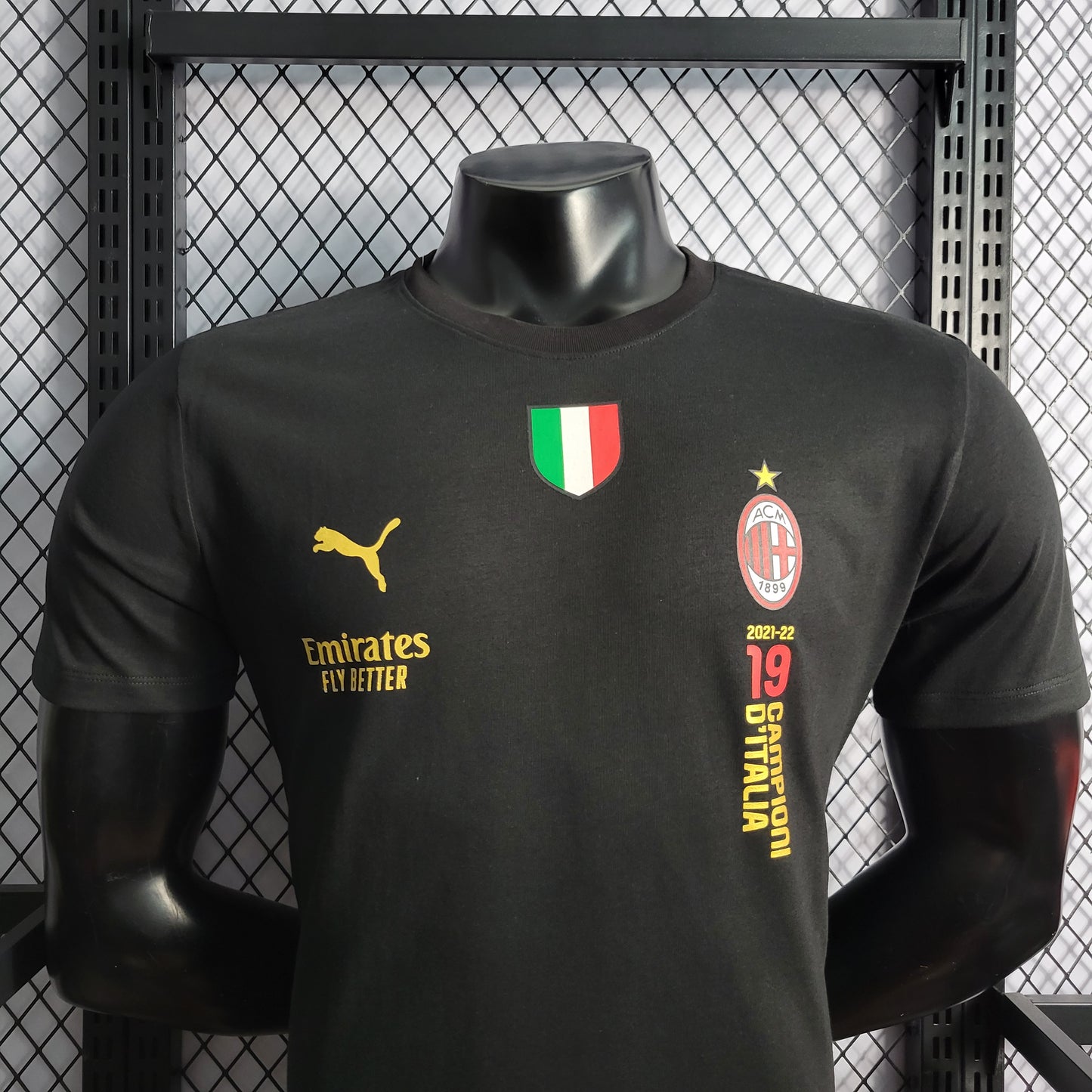 22/23 AC Milan Championship 19th Championship Camiseta comemorativa preta S-XXL（Men's fan version） | 衬衫 | F2-2 | 中国供应商